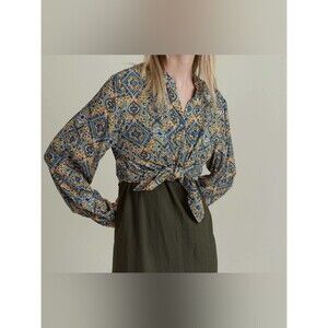 One Fine Day Stand Collar Shirt geometric medallion-style print Size XS